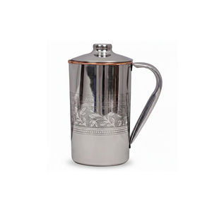 Pure steel copper jug luxury design with lid embossed, 1000 ML